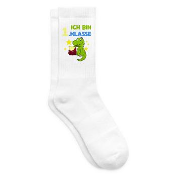 Ich Bin 1.Klasse Dino Erste Klasse 1. Schultag - Tennissocken - Weiß - Rechts