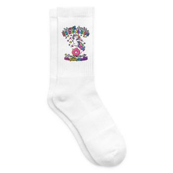 Ich weiß dass ich ein Rad ab habe | Einhorn - Tennissocken - Weiß - Rechts
