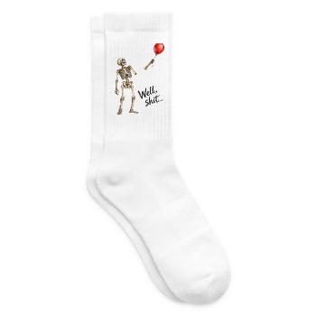 Tja, verdammt, lustiger Skelett, roter Ballon, dunkler Humor - Tennissocken - Weiß - Rechts