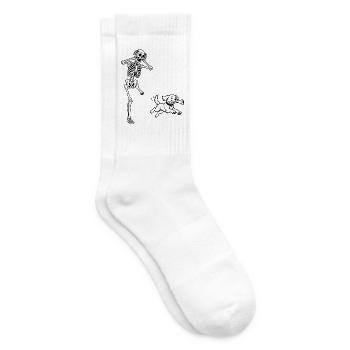 Tja, Scheiße, Skeletthund hat Knochen gestohlen, lustiges Meme - Tennissocken - Weiß - Rechts