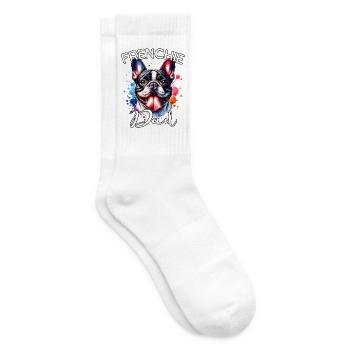 Französische Bulldogge Papa - Tennissocken - Weiß - Rechts