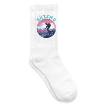 Skifahren Ist Leben Wintersport Retro Silhouette - Tennissocken - Weiß - Rechts
