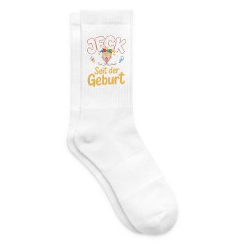 Jeck seit der Geburt Kölner Karneval Rosenmontag - Tennissocken - Weiß - Rechts