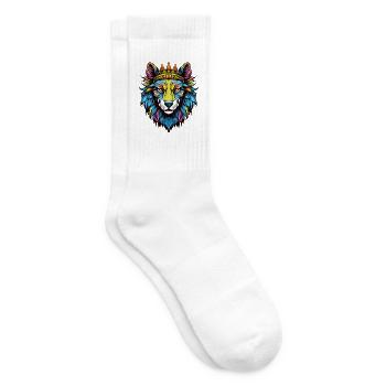 Wolf mit Krone - Tennissocken - Weiß - Rechts