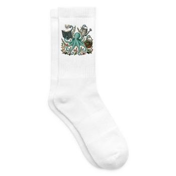Cottagecore Octopus - Tennissocken - Weiß - Rechts