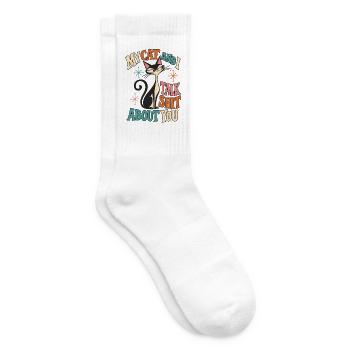 Retro Katze Spruch Cooles Motiv - Tennissocken - Weiß - Rechts