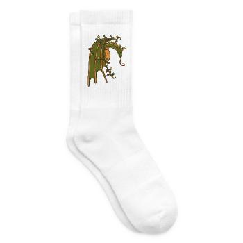 Drache mit Weihnachtslichtern - Tennissocken - Weiß - Rechts