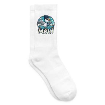 Moin Küsten-Seemöwe mit Schal & Mütze - Tennissocken - Weiß - Rechts