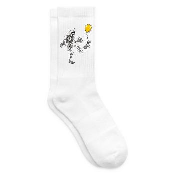 Tja, Scheiße, Skelett, fliegender Fuß, gelber Ballon-Meme - Tennissocken - Weiß - Rechts