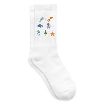 Seekuh Unterwasser Kinder Goldfisch Fisch Krake - Tennissocken - Weiß - Rechts