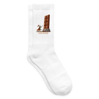 Tafelrunde Schokolade Mittelalter Wortspiel Ritter - Tennissocken - Weiß - Rechts