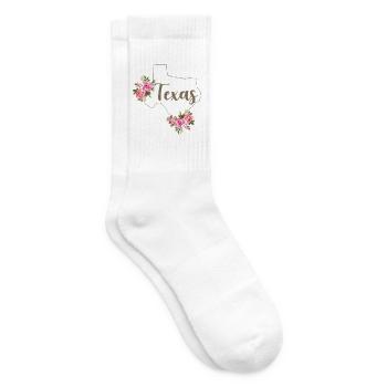 Texas Karte Blumen Floral Western Cowgirl Texas - Tennissocken - Weiß - Rechts