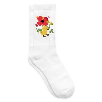 Küken Blumen Kinder Vogelmotiv Geschenkidee - Tennissocken - Weiß - Rechts