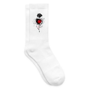 Gothic Goth Okkult Skullmystic Blumen - Tennissocken - Weiß - Rechts