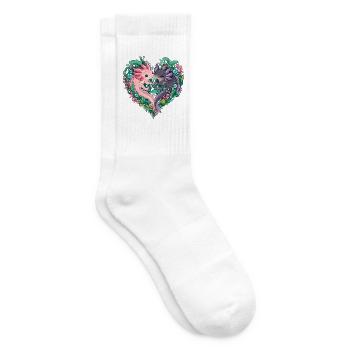 Kuschelfische im Herzgarten - Tennissocken - Weiß - Rechts