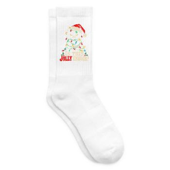 Jolly Cat mit Lichterkette - Tennissocken - Weiß - Rechts