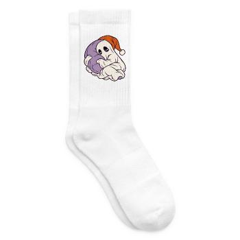 Schlafender Geist mit Weihnachtsmütze - Tennissocken - Weiß - Rechts