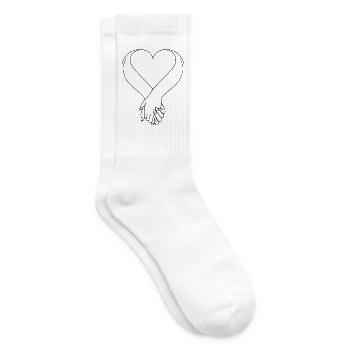 Zwei Hände händchen halten mit Herz holding hands - Tennissocken - Weiß - Rechts