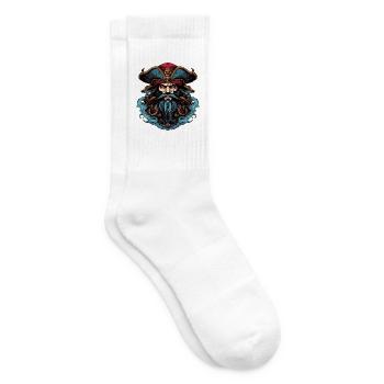 Pirat mit Dreispitz und Bart - Tennissocken - Weiß - Rechts