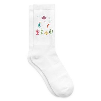 Rochen Unterwasser Kinder Einhorn-Seepferdchen - Tennissocken - Weiß - Rechts