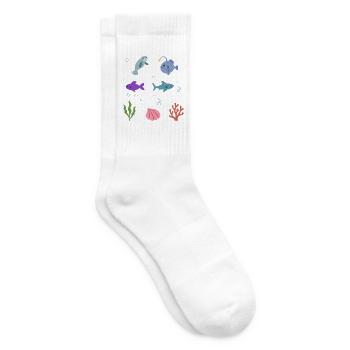 Seekuh Unterwasser Kinder Seeteufel Fisch Hai - Tennissocken - Weiß - Rechts