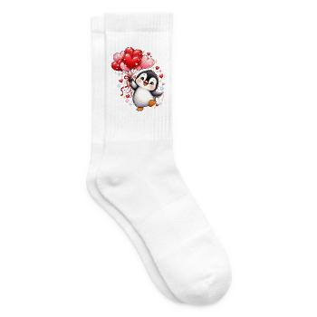 Pinguin Valentinstag Liebe Herzen Geschenk Süß - Tennissocken - Weiß - Rechts