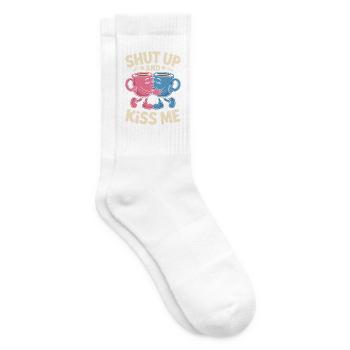 Shut Up And Kiss Me Küss Mich Einfach Valentinstag - Tennissocken - Weiß - Rechts