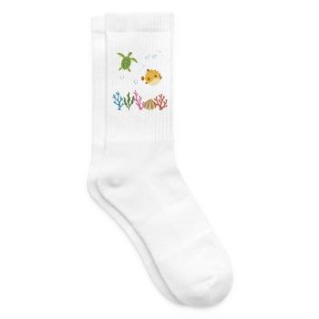 Meeresschildkröte Unterwasser Kinder Meer - Tennissocken - Weiß - Rechts