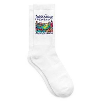 City London Iconic Capital Skyline With Red Buses - Tennissocken - Weiß - Rechts