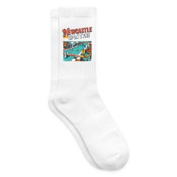 Vintage Newcastle Upon Tyne City Skyline - Tennissocken - Weiß - Rechts