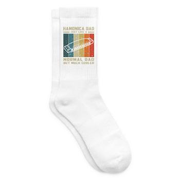 Mundharmonika Papa Wie Normaler Papa Aber Cooler - Tennissocken - Weiß - Rechts