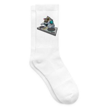 Katze DJ Musik - Tennissocken - Weiß - Rechts