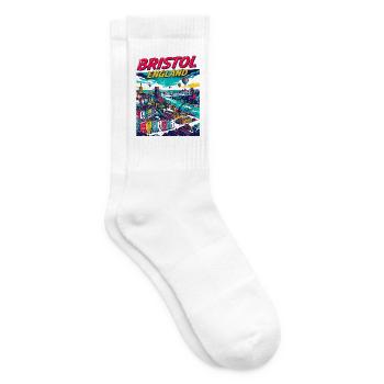 Retro Bristol England City Skyline Travel - Tennissocken - Weiß - Rechts