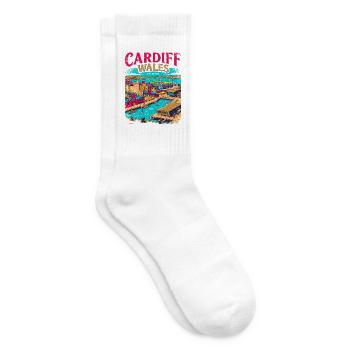 Cardiff Wales City Centre Bay Travel - Tennissocken - Weiß - Rechts