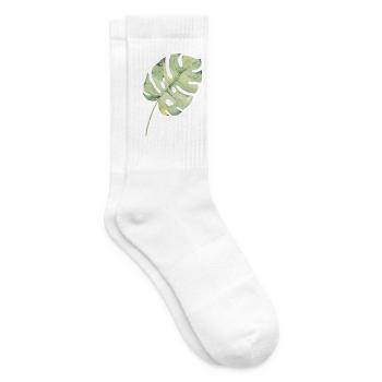 Monstera Blatt Aquarell Grün - Tennissocken - Weiß - Rechts