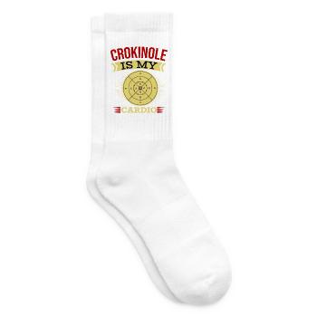 Crokinole Is My Cardio – Crokinole Spieler - Tennissocken - Weiß - Rechts