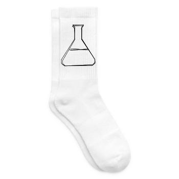Laborkolben handgezeichnet - Tennissocken - Weiß - Rechts