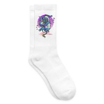 Drache Kirschblüten Fantasy - Tennissocken - Weiß - Rechts