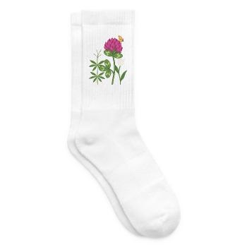 Tulpe Blumen Waldmeister Rotklee floral Zeichnung - Tennissocken - Weiß - Rechts