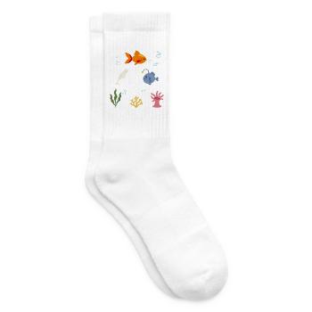 Fisch Unterwasser Kinder Wal Seeteufel - Tennissocken - Weiß - Rechts