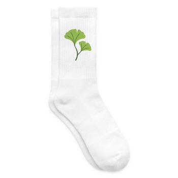 Ginkgo Pflanze Illustration Geschenkidee - Tennissocken - Weiß - Rechts