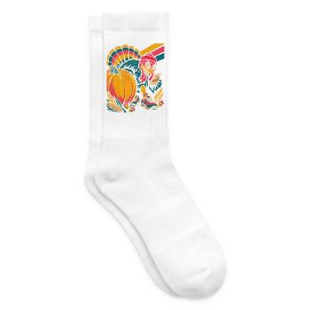 Thanksgiving Truthahn-Läufer jagt die Torte - Tennissocken - Weiß - Rechts