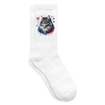 Norwegische Waldkatze - Tennissocken - Weiß - Rechts