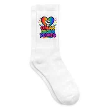 OMAS GEGEN RECHTS – Regenbogen Herz - Tennissocken - Weiß - Rechts