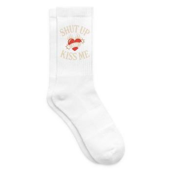 Shut Up And Kiss Me Küss Mich Einfach Valentinstag - Tennissocken - Weiß - Rechts