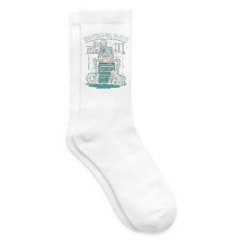 Lustiges Warten auf Teile-Mechaniker-Skelett - Tennissocken - Weiß - Rechts