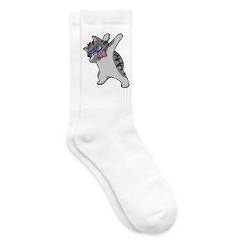 Nerd Katze Dab - Tennissocken - Weiß - Rechts