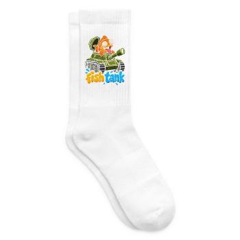 Fisch im Tank Cartoon-Motiv - Tennissocken - Weiß - Rechts