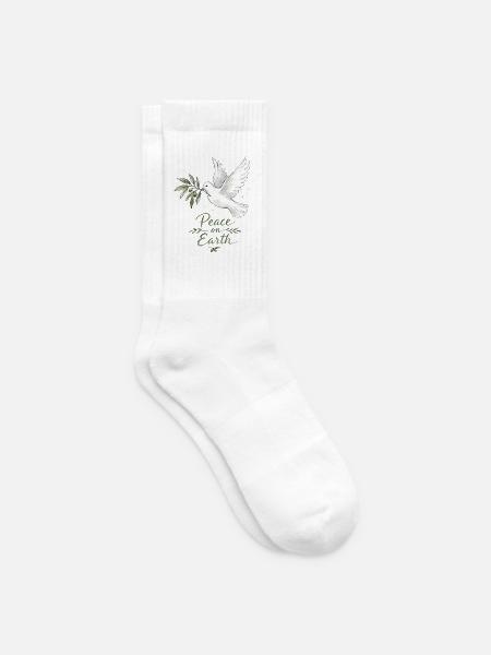 Frieden auf Erden, Taube - Tennissocken - Weiß