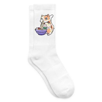 Ramen Katze - Tennissocken - Weiß - Rechts
